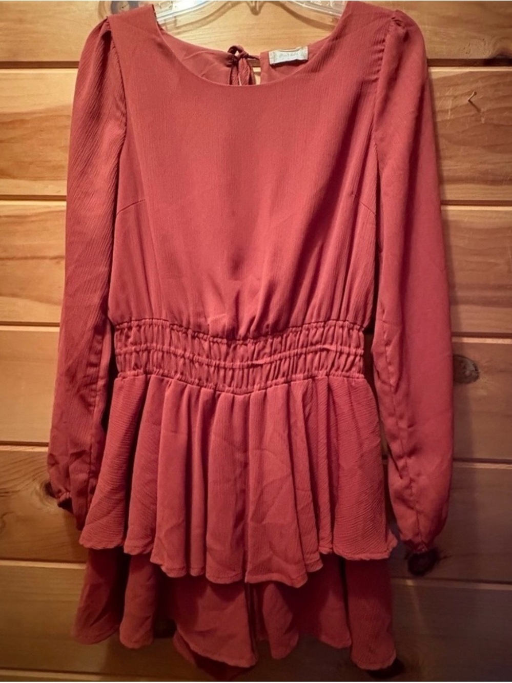 Alter’d State Rust Long Sleeve Smocked Waist Romper Size L